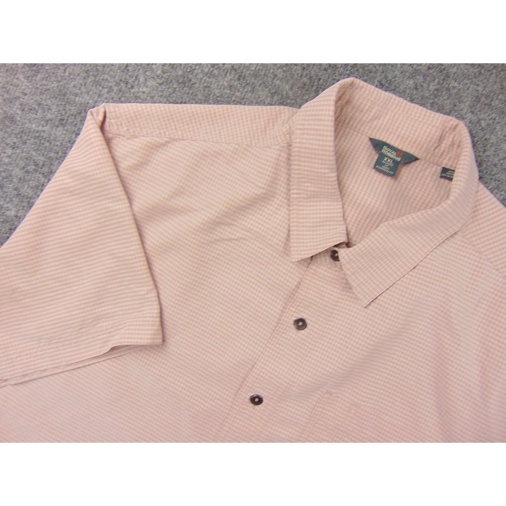 Royal Robbins Shirt Mens 2XL Relaxed Fit Pink Gingham Plaid Button Up Outdoor